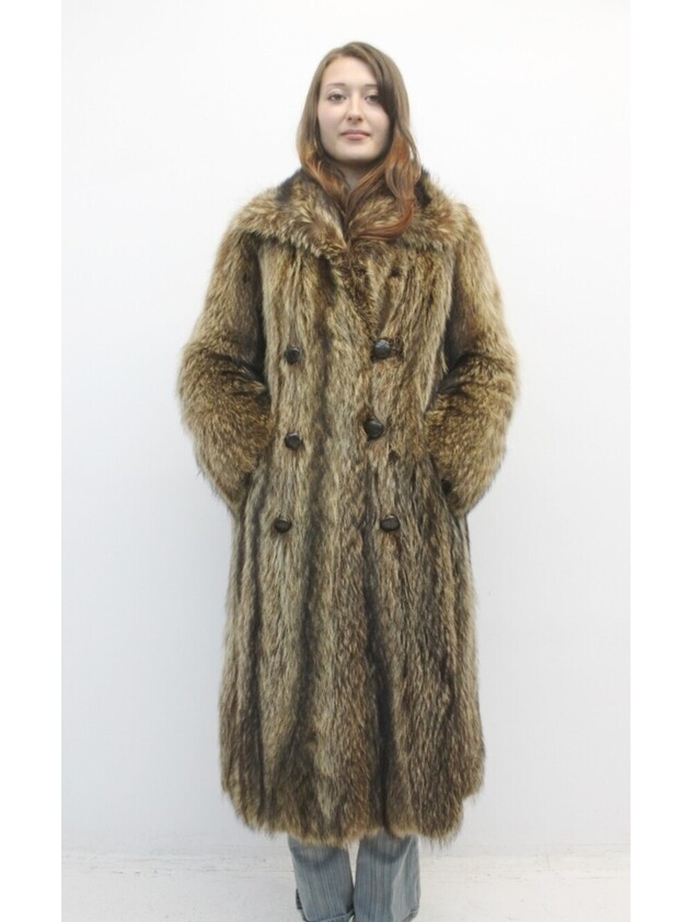SCRAP ITEM:  RACCOON FUR COAT JACKET WOMEN WOMAN SIZE N/A